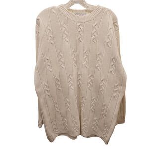 Karen Scott Men's Ivory Cable Knit Crew Neck Pullover Sweater Size Medium